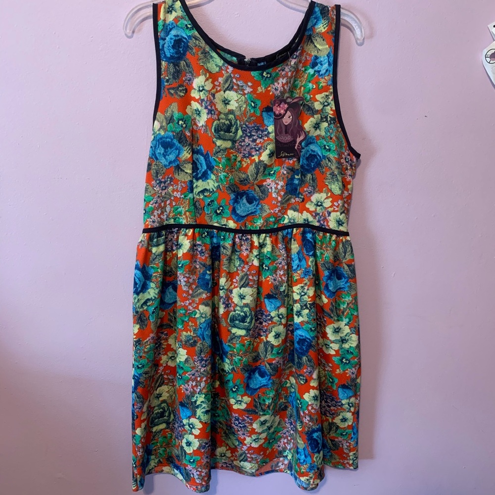 NWT Pretty Bright Flowery Skater Dress